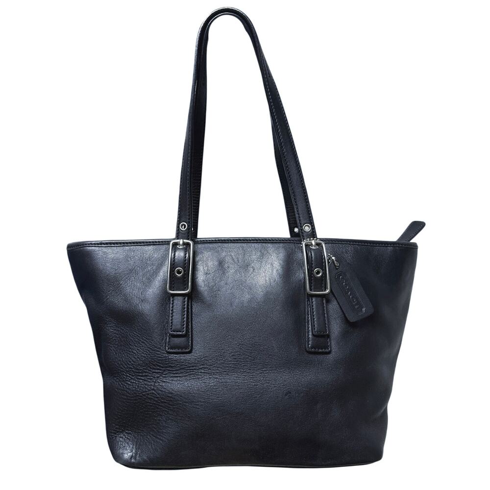 Vintage 90s Coach Legacy Market Tote Black Leather Shoulder Bag 9847 Classic